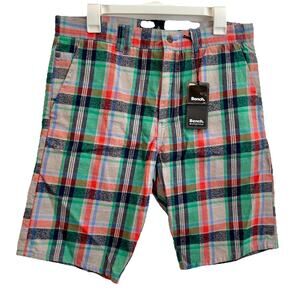Men's Bench Urban Wear Chino Shorts Size 32 Plaid 🔥NEW🔥 Red Green Blue